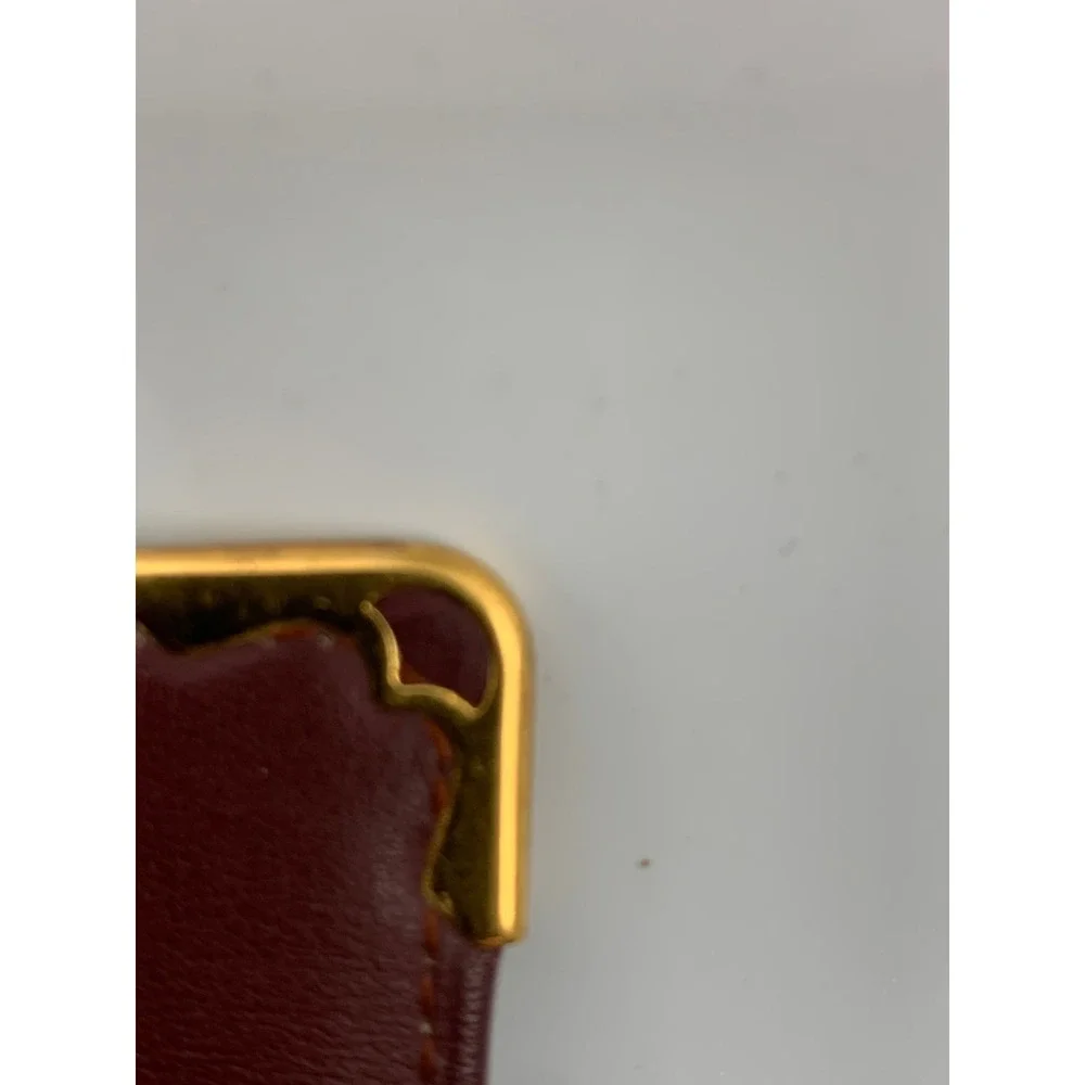 Cartier Must de Cartier Burgundy Leather Long Bifold Wallet Gold Corners #674